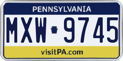 PA license plate MXW9745