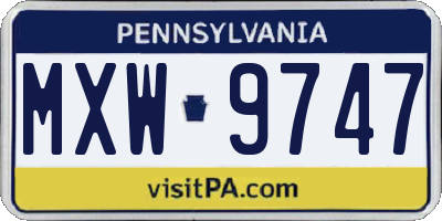 PA license plate MXW9747