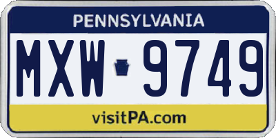PA license plate MXW9749