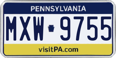PA license plate MXW9755