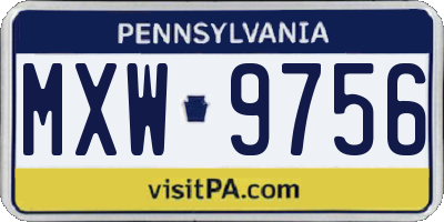 PA license plate MXW9756