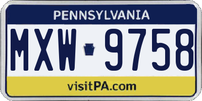 PA license plate MXW9758