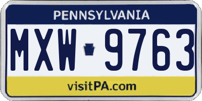 PA license plate MXW9763