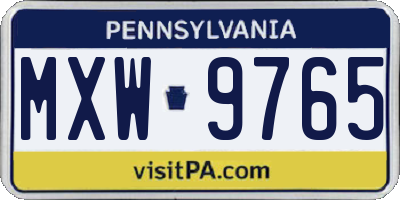 PA license plate MXW9765