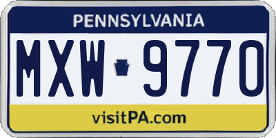 PA license plate MXW9770