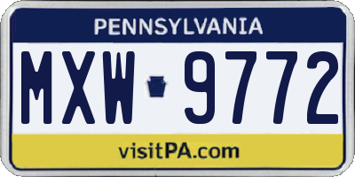 PA license plate MXW9772