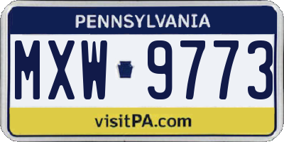 PA license plate MXW9773