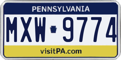 PA license plate MXW9774