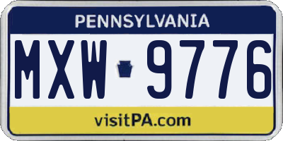 PA license plate MXW9776
