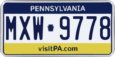 PA license plate MXW9778