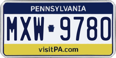 PA license plate MXW9780