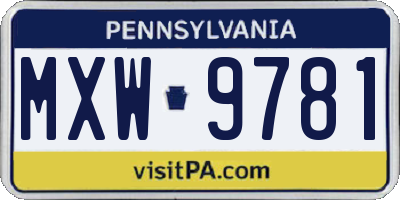 PA license plate MXW9781
