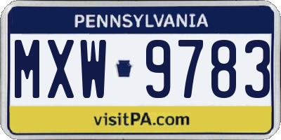 PA license plate MXW9783