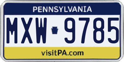 PA license plate MXW9785