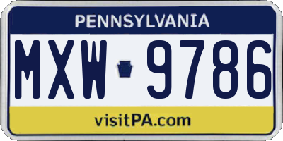 PA license plate MXW9786