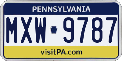 PA license plate MXW9787