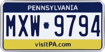 PA license plate MXW9794