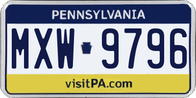PA license plate MXW9796