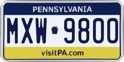 PA license plate MXW9800
