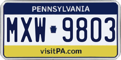 PA license plate MXW9803
