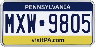 PA license plate MXW9805