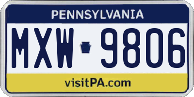 PA license plate MXW9806