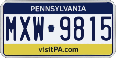 PA license plate MXW9815