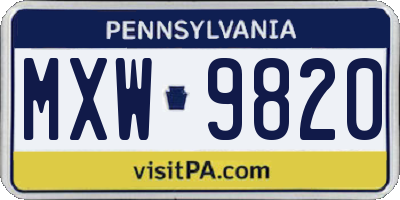 PA license plate MXW9820