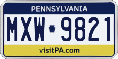 PA license plate MXW9821