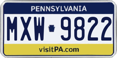 PA license plate MXW9822