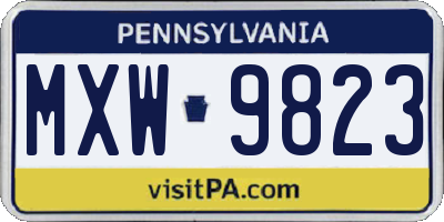 PA license plate MXW9823
