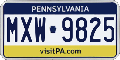 PA license plate MXW9825