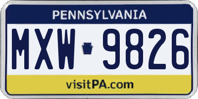 PA license plate MXW9826