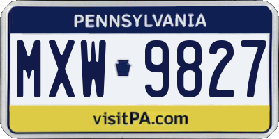 PA license plate MXW9827