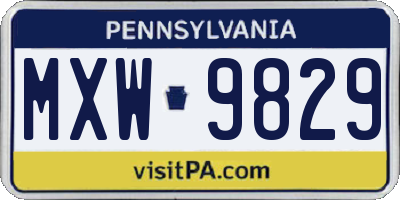 PA license plate MXW9829