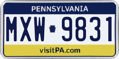 PA license plate MXW9831