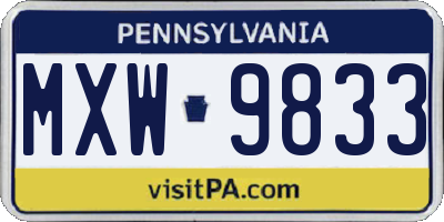 PA license plate MXW9833