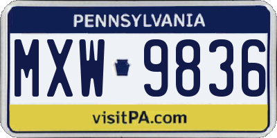 PA license plate MXW9836
