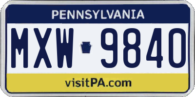 PA license plate MXW9840