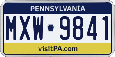 PA license plate MXW9841