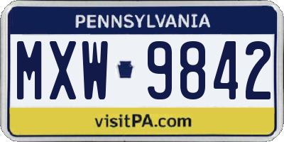 PA license plate MXW9842