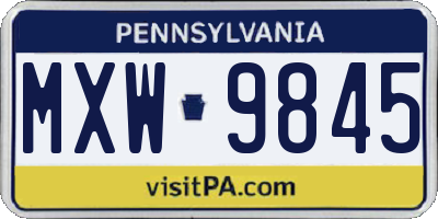 PA license plate MXW9845