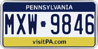 PA license plate MXW9846