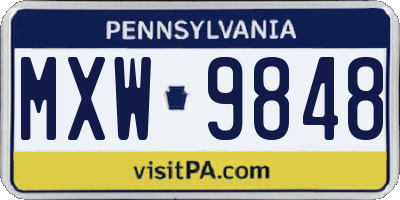 PA license plate MXW9848