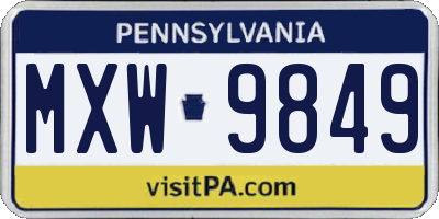 PA license plate MXW9849