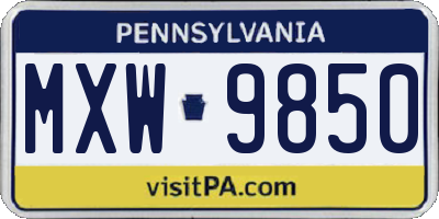 PA license plate MXW9850