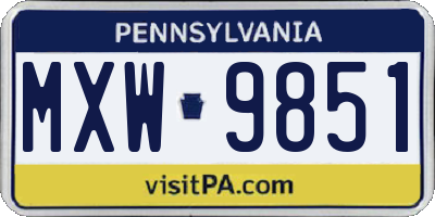 PA license plate MXW9851