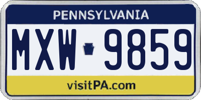 PA license plate MXW9859