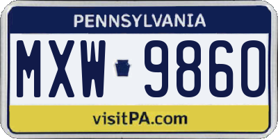 PA license plate MXW9860