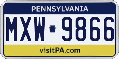 PA license plate MXW9866